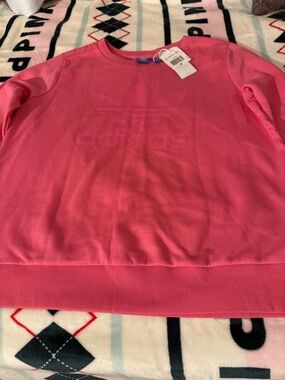 adidas Kids Pink Embossed Trefoil Crew Sweatshirt